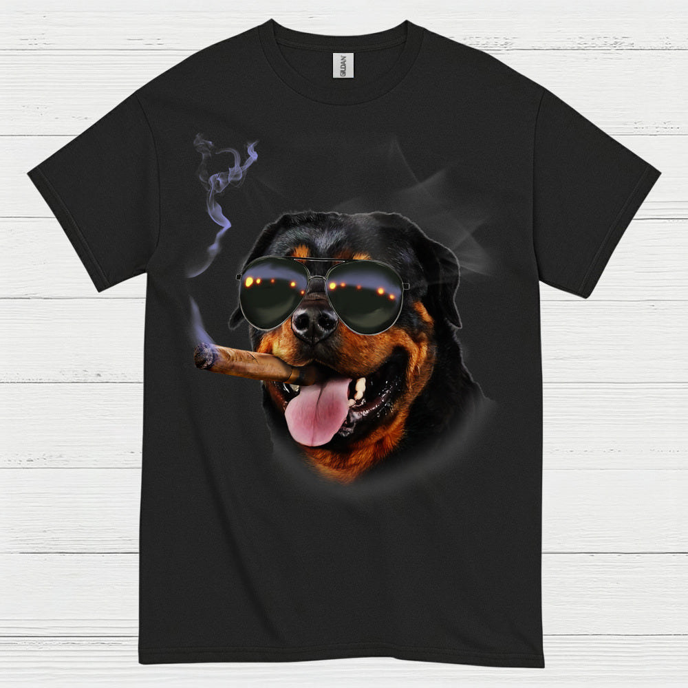 Cool Dog Smoking Cigar Funny T Shirt