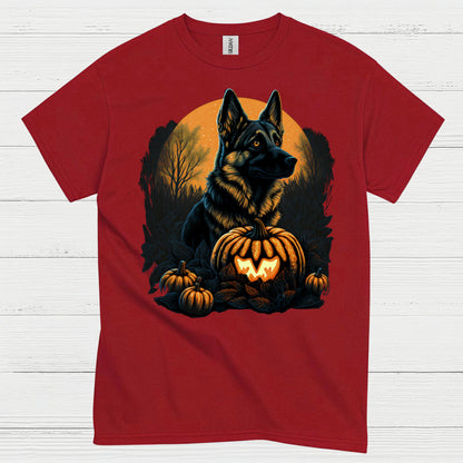 German Shepherd Halloween Pumpkin Night T Shirt