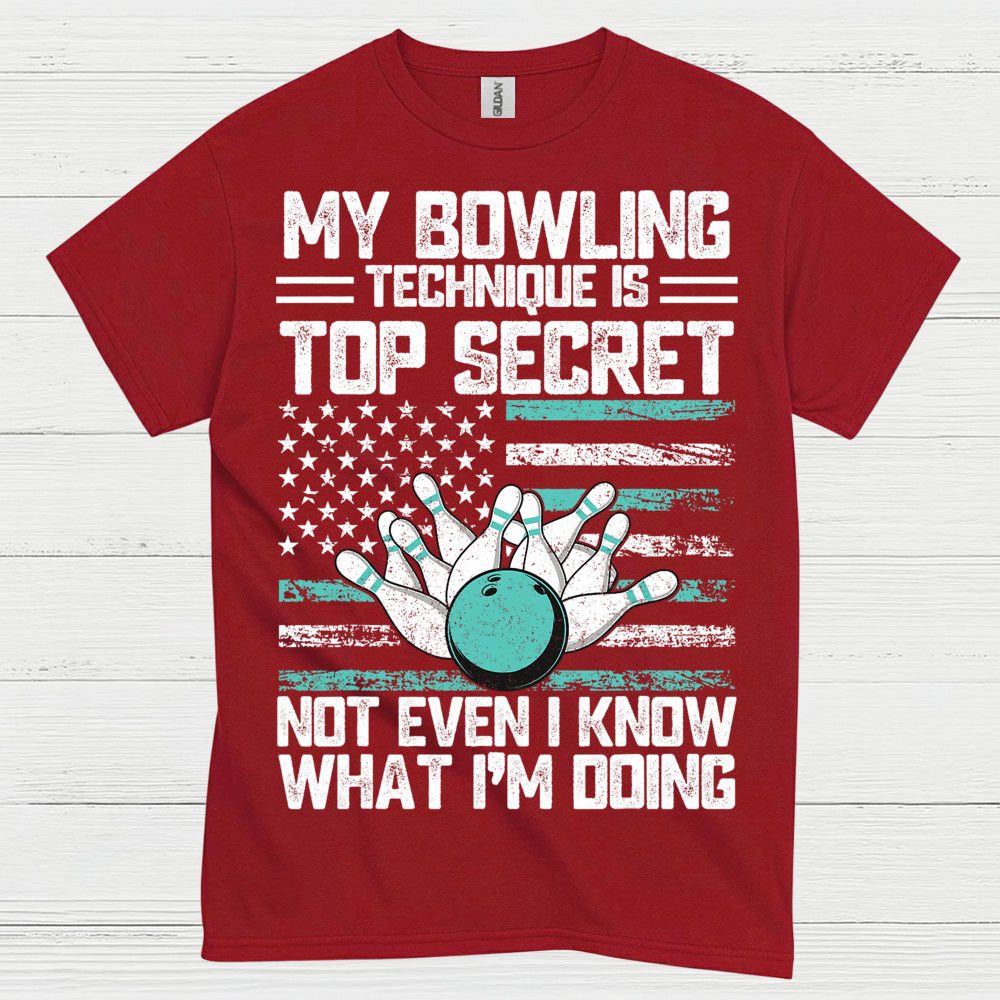 Top Secret Bowling American Flag T Shirt