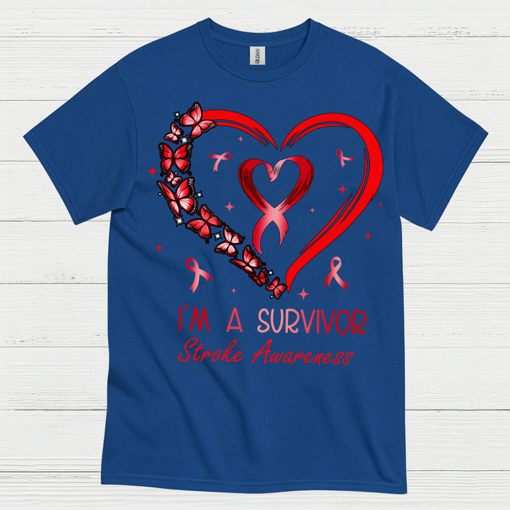 Proud Stroke Survivor Awareness Heart T Shirt