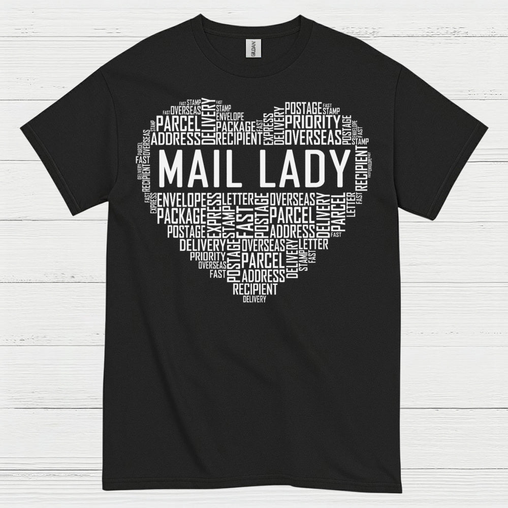 Mail Lady Heart Word Art T Shirt