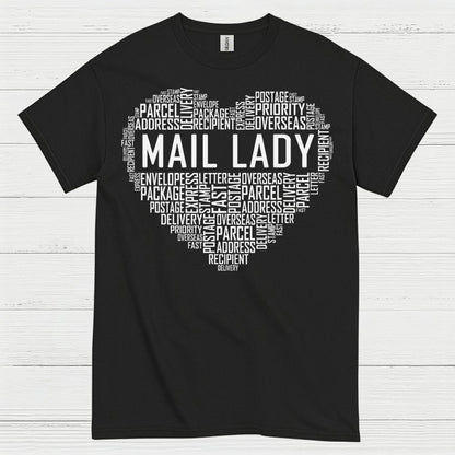 Mail Lady Heart Word Art T Shirt