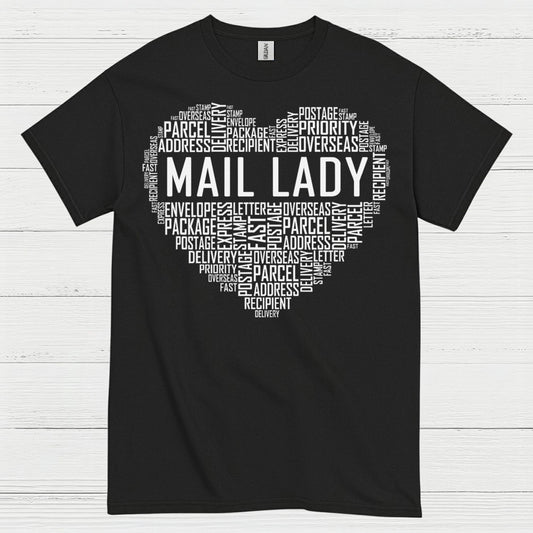 Mail Lady Heart Word Art T Shirt
