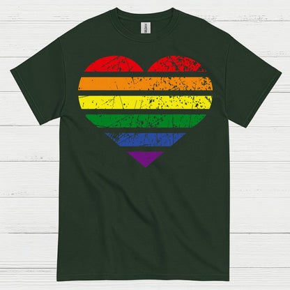 Vintage Rainbow Heart Pride T Shirt