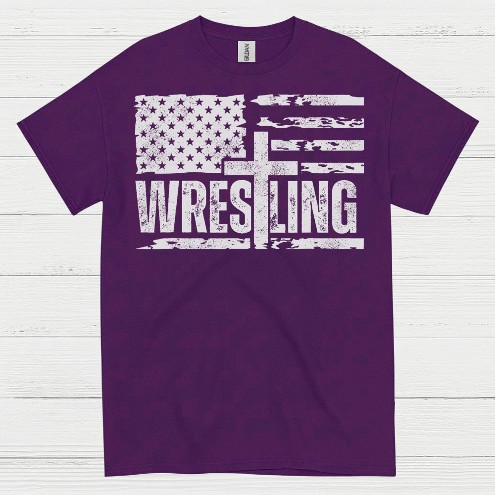 Wrestling American Flag T Shirt