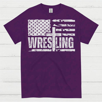 Wrestling American Flag T Shirt
