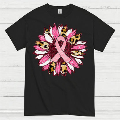 Breast Cancer Ribbon Floral Art T Shirt