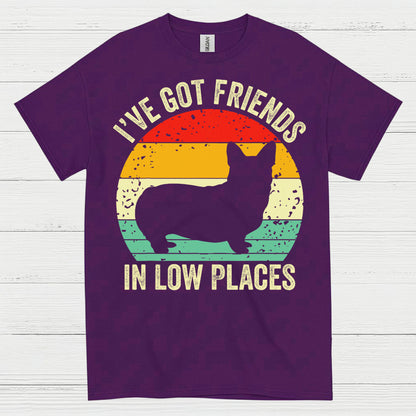 Low Places Friends Corgi Retro T Shirt