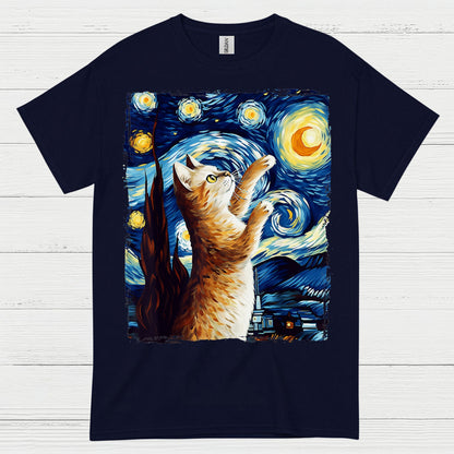 Hopeful Cat Starry Night Art T Shirt
