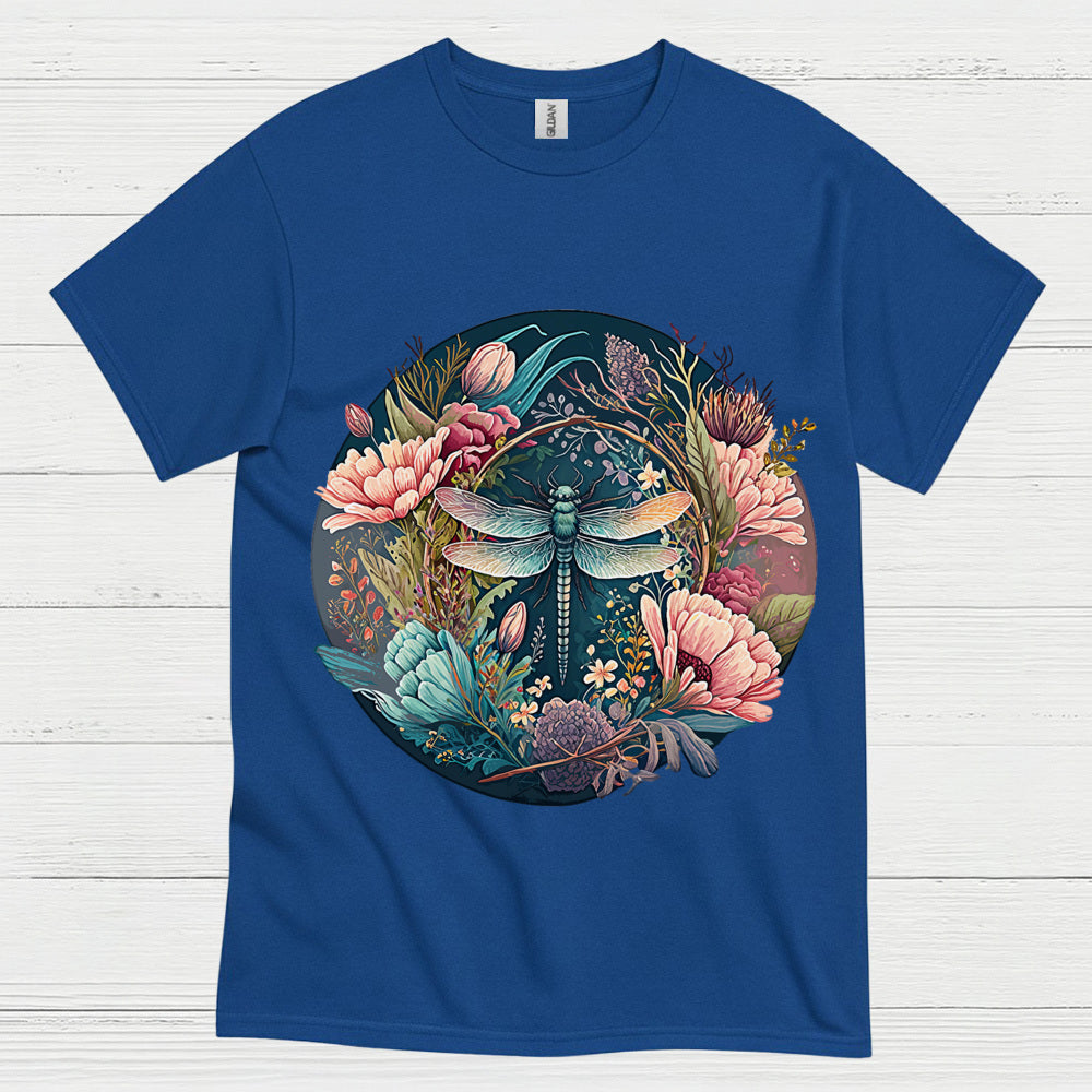 Dragonfly Floral Harmony T Shirt