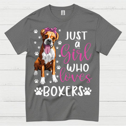 Just A Girl Loves Boxers T Shirt