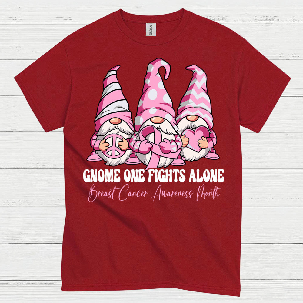 Gnome One Fights Alone Breast Cancer Awareness T Shirt