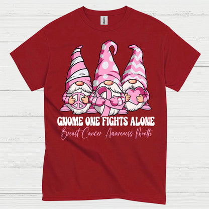 Gnome One Fights Alone Breast Cancer Awareness T Shirt