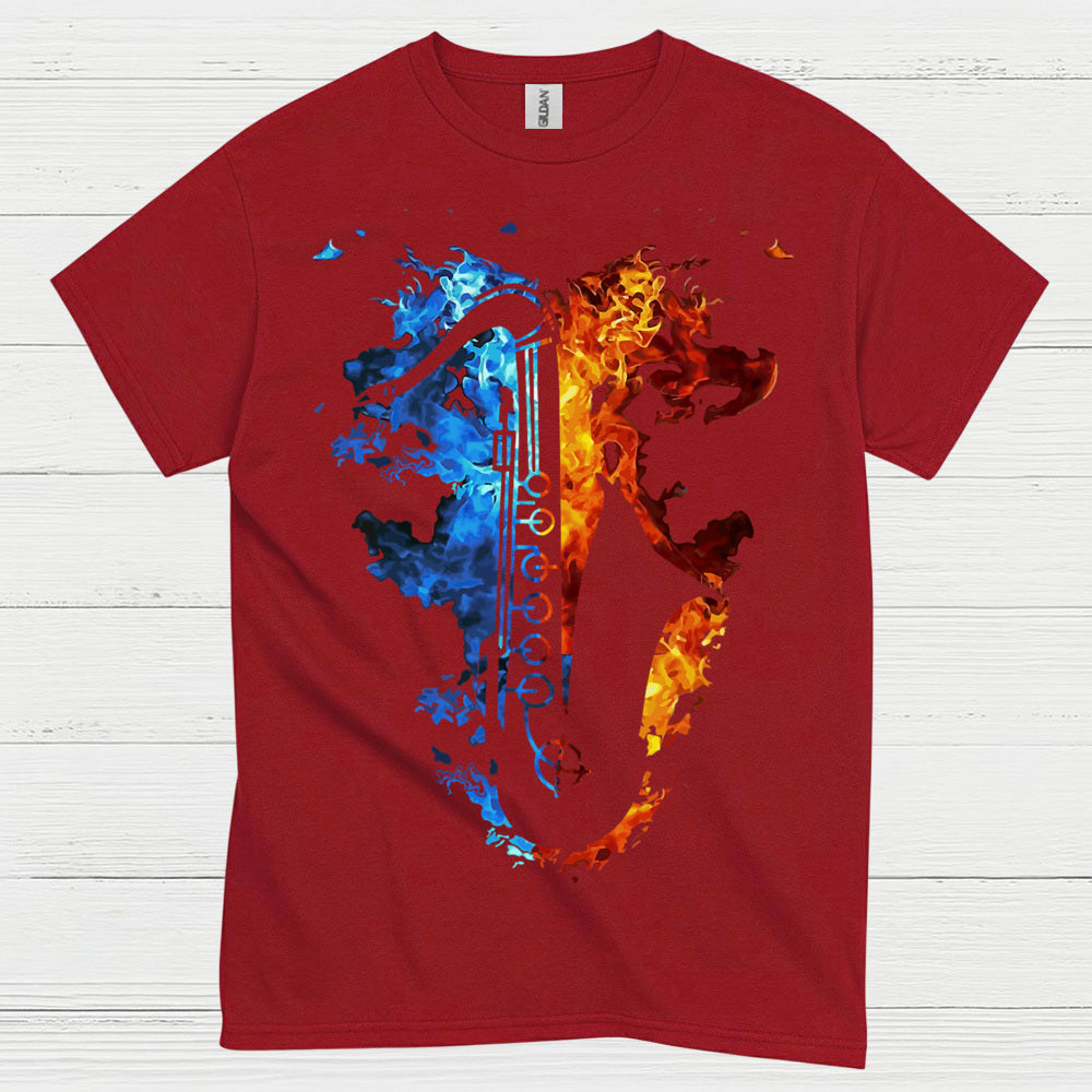Fire And Ice Saxophone Music T Shirt