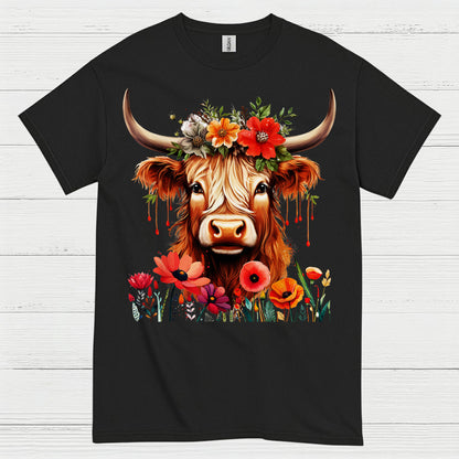 Floral Boho Cow T Shirt