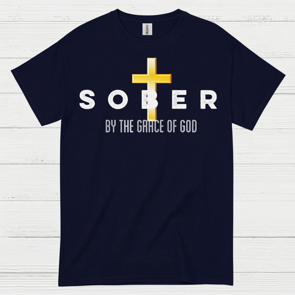 Saved By Grace Sober Christian T Shirt