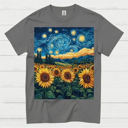 Sunflower Starry Night Art T Shirt