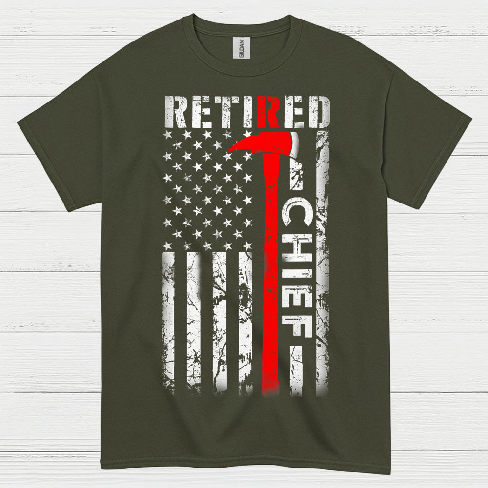 Retired Fire Chief Thin Red Line T Shirt