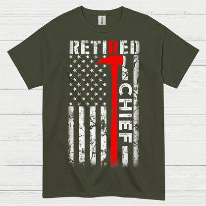 Retired Fire Chief Thin Red Line T Shirt