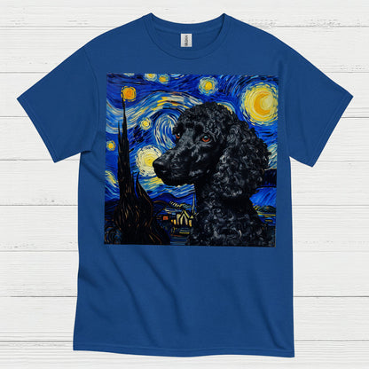 Elegant Poodle Starry Night Art T Shirt