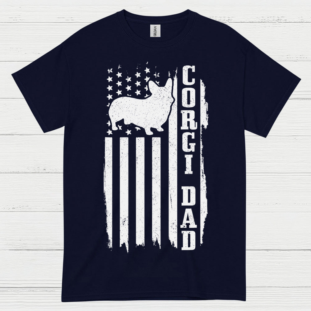 Corgi Dad American Flag T Shirt