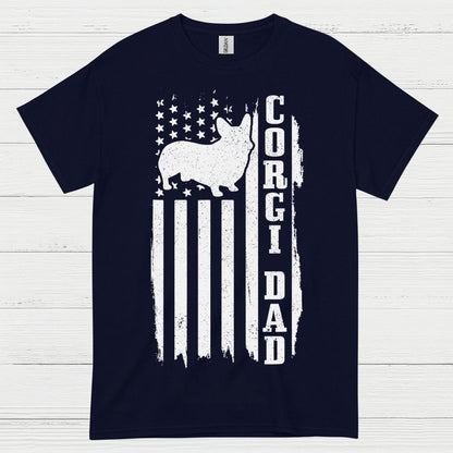 Corgi Dad American Flag T Shirt