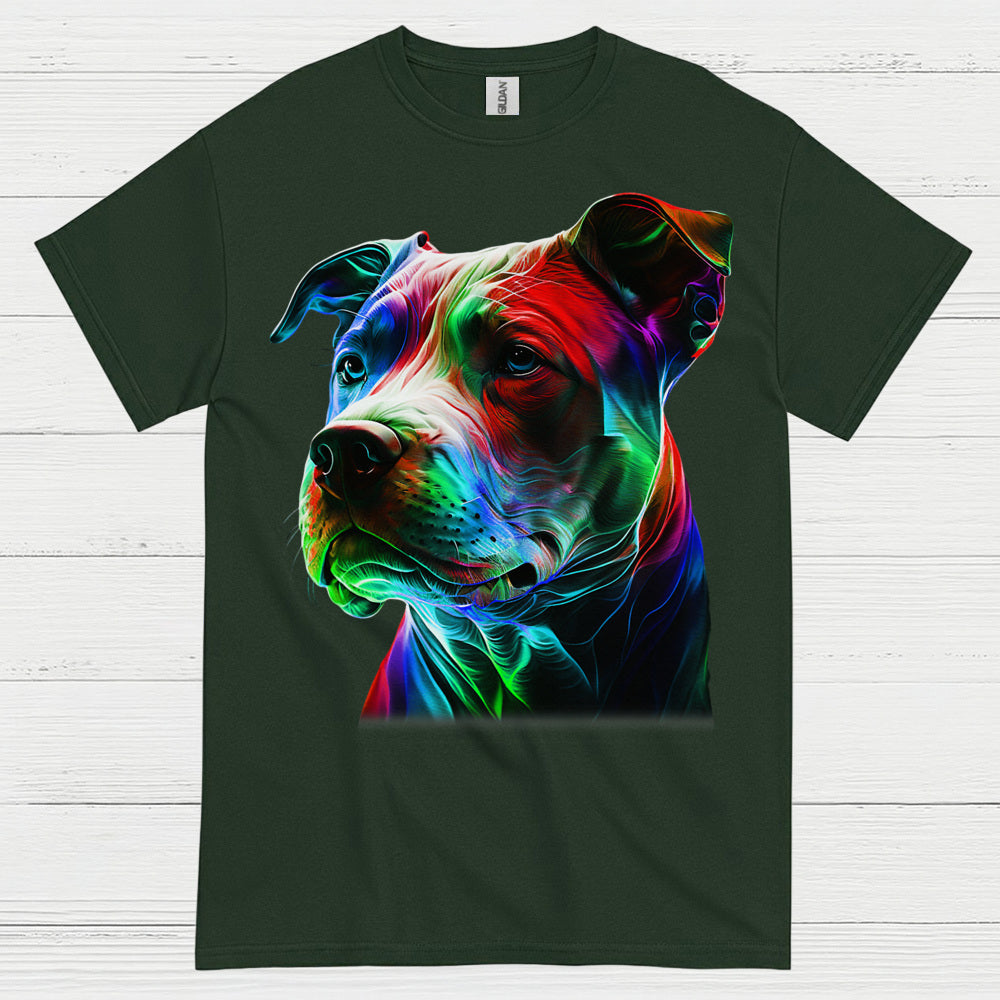 Colorful Pitbull Portrait Art T Shirt
