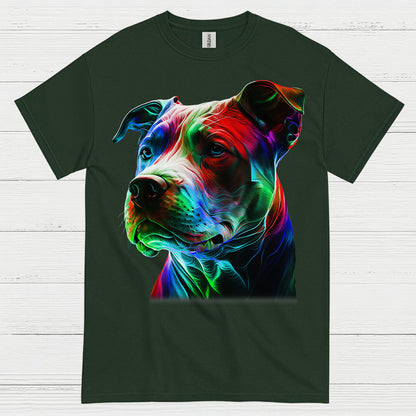 Colorful Pitbull Portrait Art T Shirt