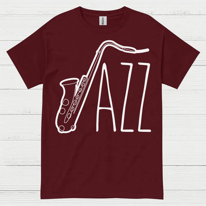 Jazz Saxophone Minimal Line Art T Shirt