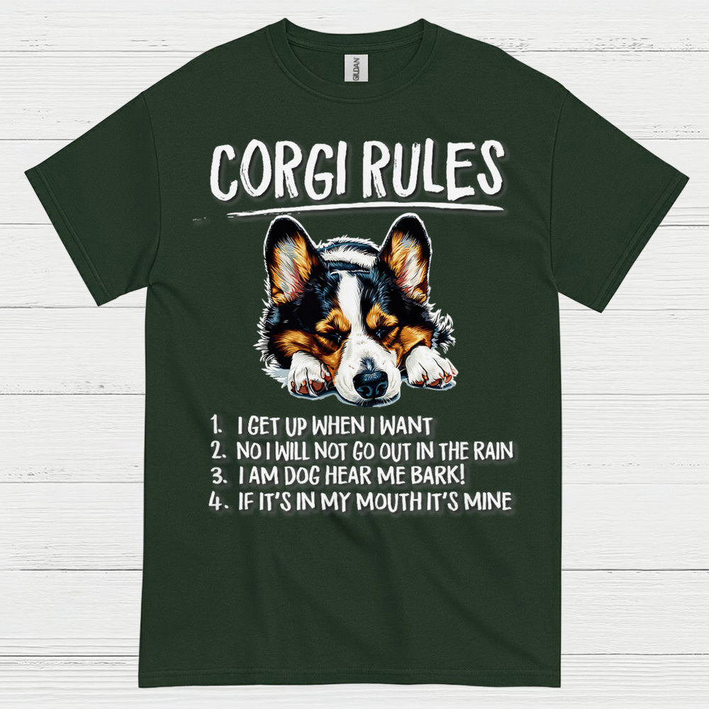 Corgi Rules Funny Dog T Shirt