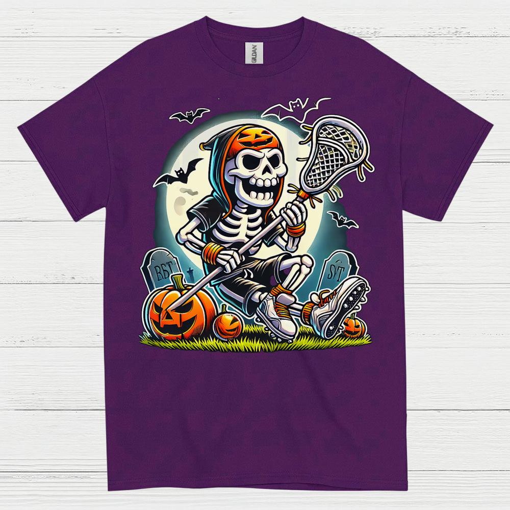 Halloween Skeleton Lacrosse Player T Shirt