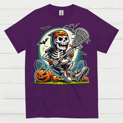 Halloween Skeleton Lacrosse Player T Shirt
