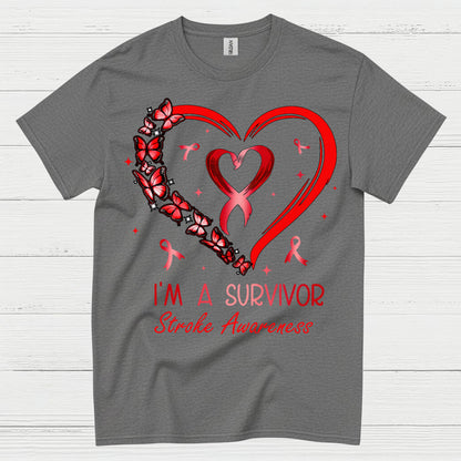 Proud Stroke Survivor Awareness Heart T Shirt