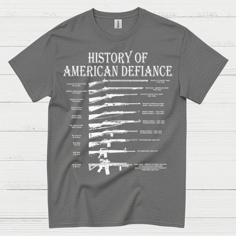 History Of American Defiance Patriotic Gun T Shirt