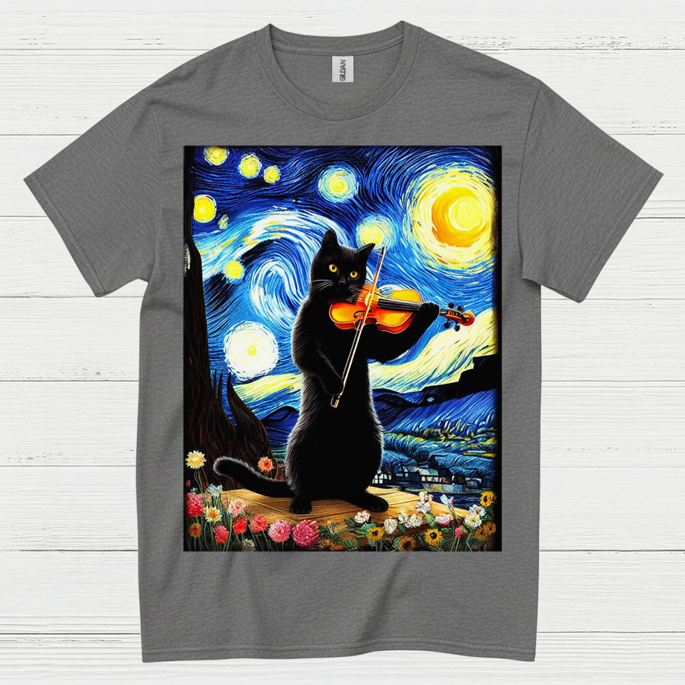 Artistic Cat Violin T Shirt