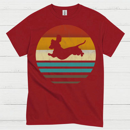 Retro Dachshund Silhouette Sunset T Shirt