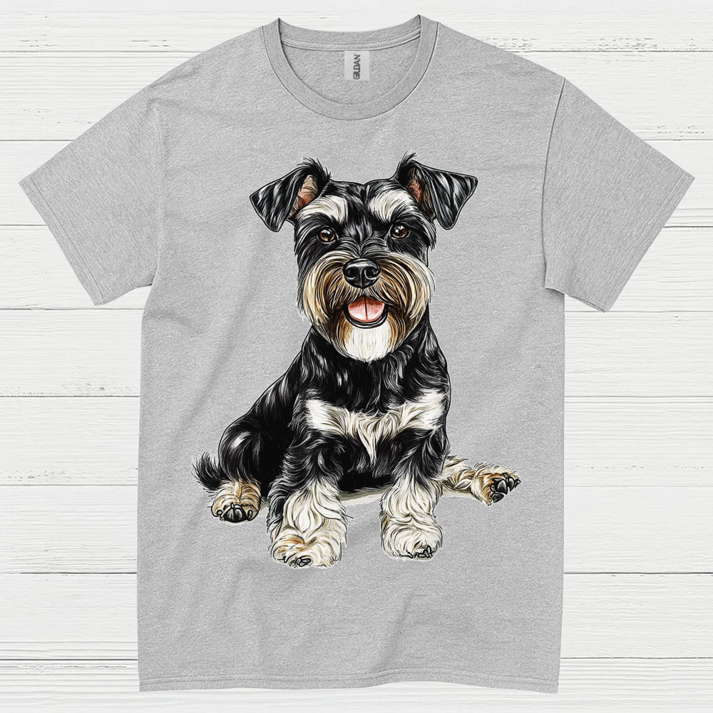 Cute Miniature Schnauzer Sitting Dog T Shirt
