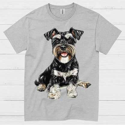 Cute Miniature Schnauzer Sitting Dog T Shirt