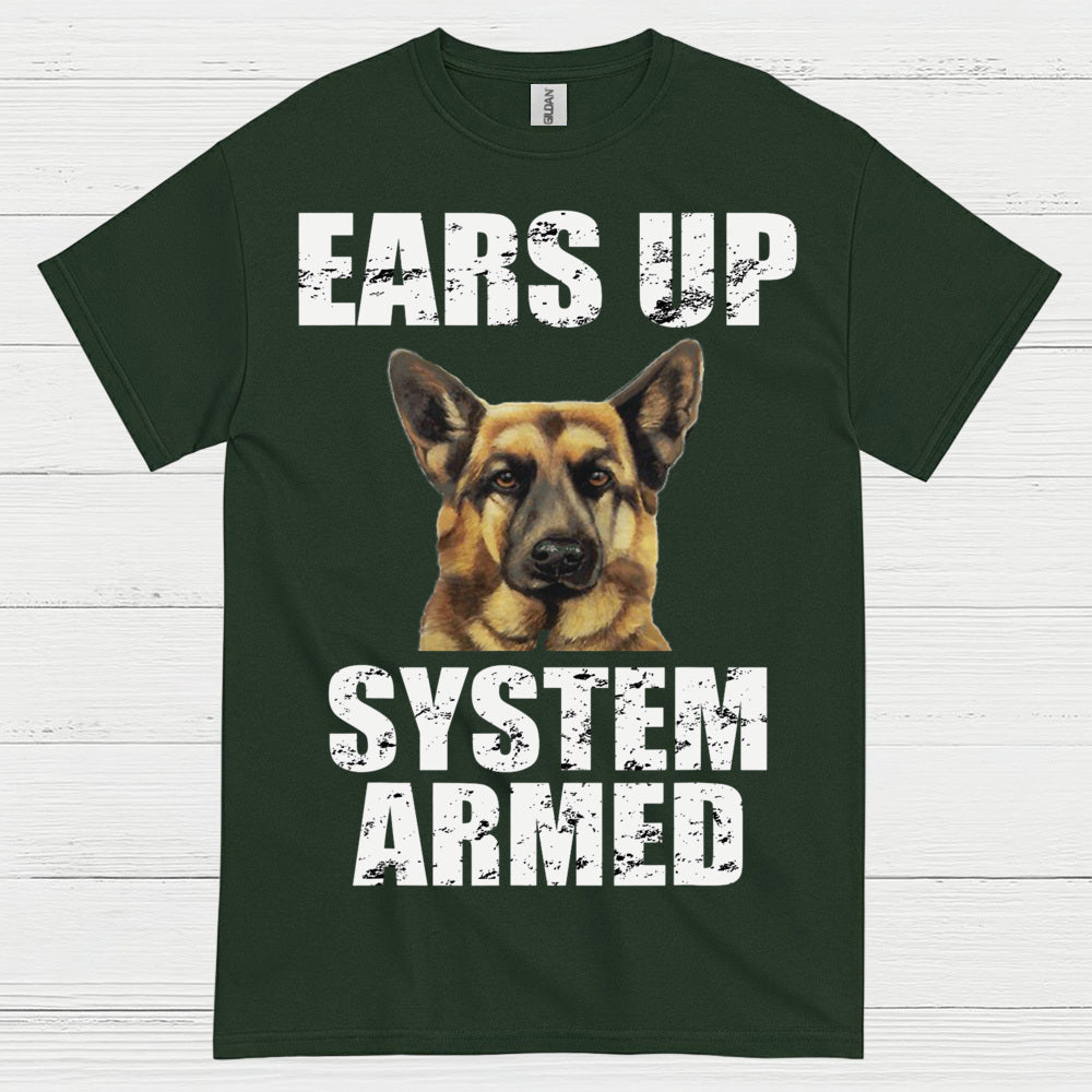 Ears Up System Armed German Shepherd T Shirt