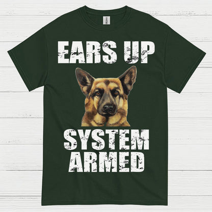 Ears Up System Armed German Shepherd T Shirt