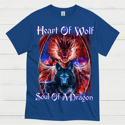 Heart Of Wolf Soul Of A Dragon T Shirt
