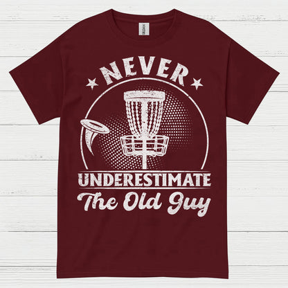 Never Underestimate The Old Guy Disc Golf T Shirt