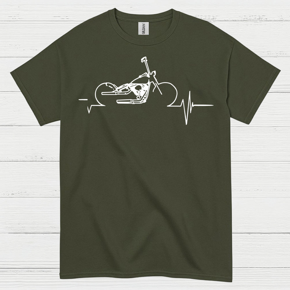 Motorcycle Heartbeat Line Art T Shirt