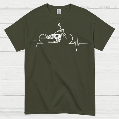 Motorcycle Heartbeat Line Art T Shirt