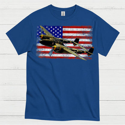 American Flag Warbird Airplane T Shirt