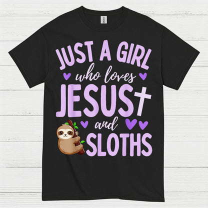 Just A Girl Who Loves Jesus And Sloths T Shirt
