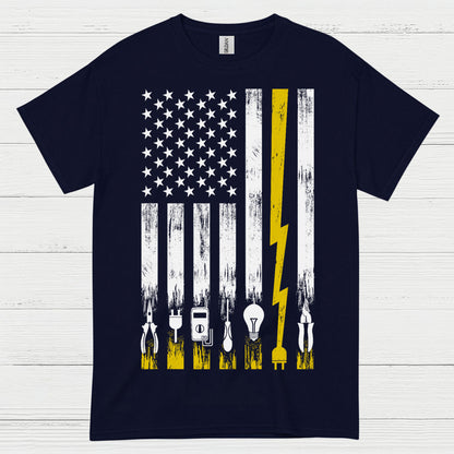 Electrician American Flag Tools T Shirt