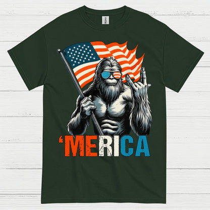 Merica Bigfoot American Flag T Shirt
