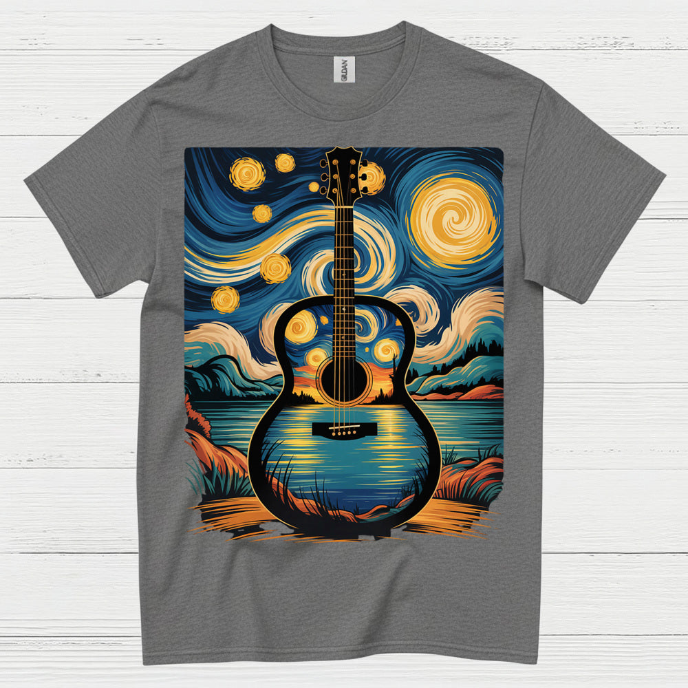 Guitar Starry Night Art T Shirt