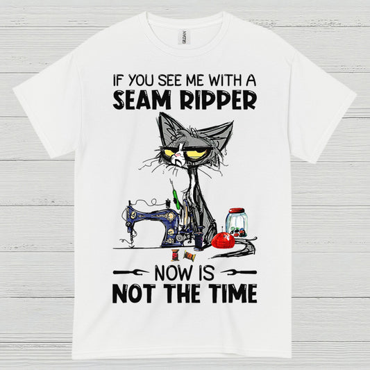 Seam Ripper Cat Sewing Humor T Shirt